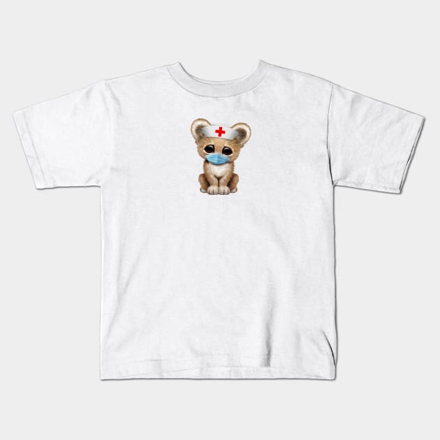 Cute Lion Cub Nurse Kids T-Shirt by jeffbartels